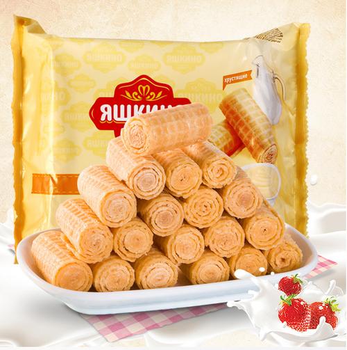 俄罗斯进口kdv蛋卷160g 香酥炼乳味卷心酥休闲糕点饼干零食